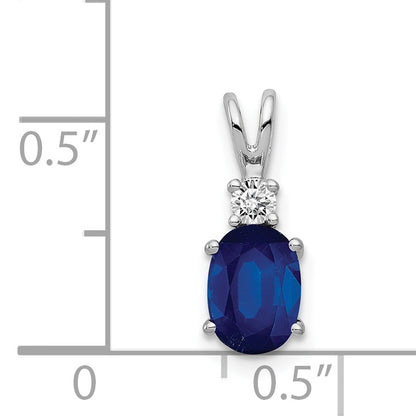 14k White Gold 7x5mm Oval Sapphire A Diamond pendant