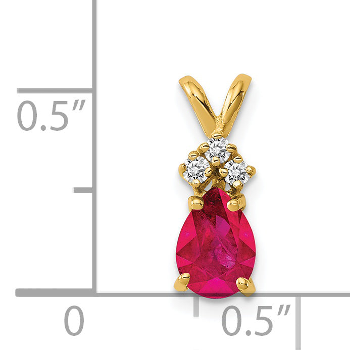 14k 7x5mm Pear Ruby A Diamond pendant
