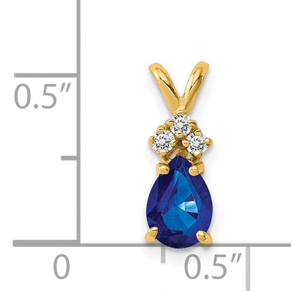 14k 7x5mm Pear Sapphire A Diamond pendant