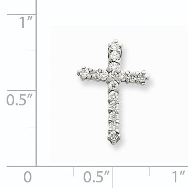 14k White Gold A Diamond Cross
