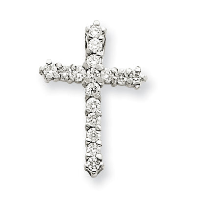 14k White Gold A Diamond Cross