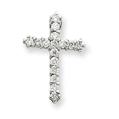 14k White Gold A Diamond Cross