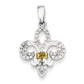 14K White Gold and Rhodium Diamond Fleur De Lis Pendant
