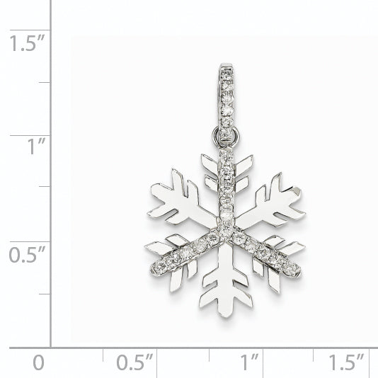 14K White Gold Diamond Large Snowflake Pendant