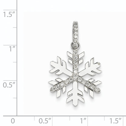 14K White Gold Diamond Large Snowflake Pendant