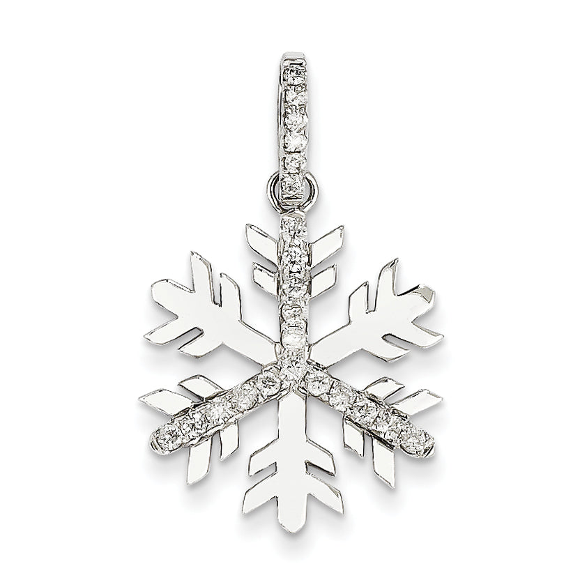 14K White Gold Diamond Large Snowflake Pendant