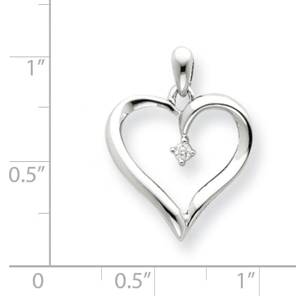 14K White Gold Diamond Heart Pendant