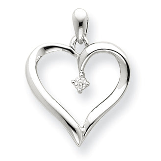 14K White Gold Diamond Heart Pendant