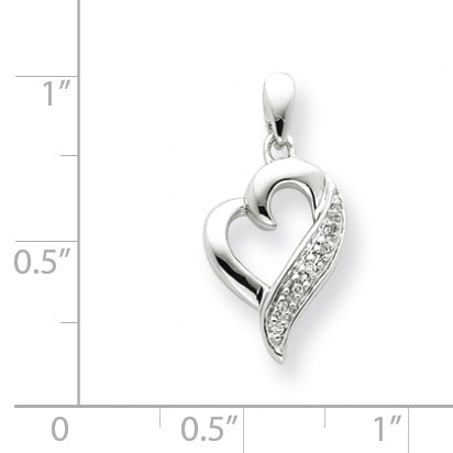 14K White Gold Diamond Heart Pendant