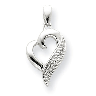 14K White Gold Diamond Heart Pendant