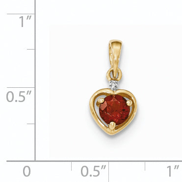 14k Yellow Gold Garnet and Diamond Pendant