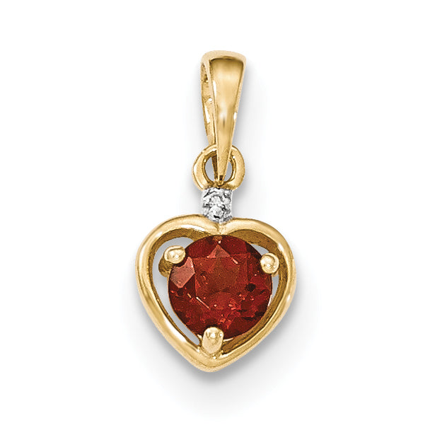 14k Yellow Gold Garnet and Diamond Pendant
