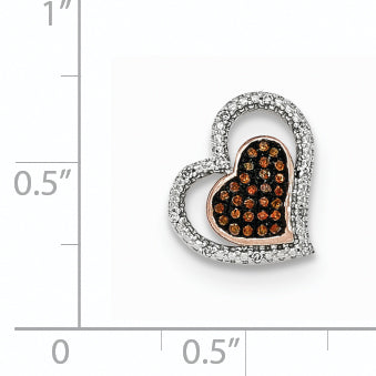 14K Rose Gold Cognac and White Diamond Double Heart Pendant