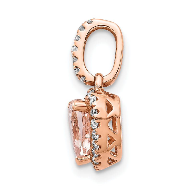 14k Rose Gold Morganite and Diamond Pendant