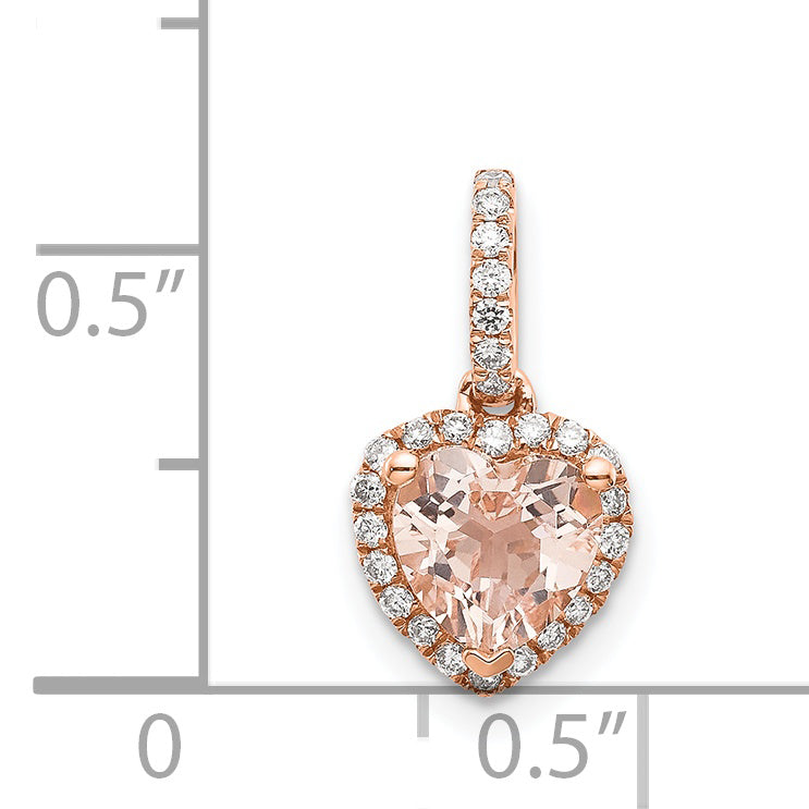 14k Rose Gold Morganite and Diamond Pendant