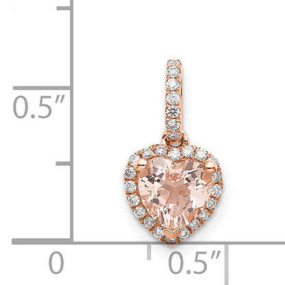 14k Rose Gold Morganite and Diamond Pendant