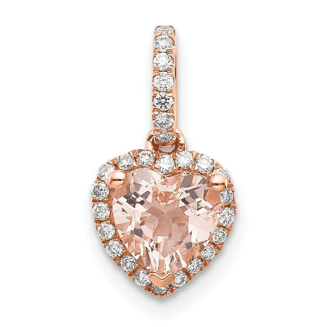 14k Rose Gold Morganite and Diamond Pendant