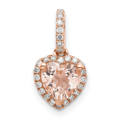 14k Rose Gold Morganite and Diamond Pendant