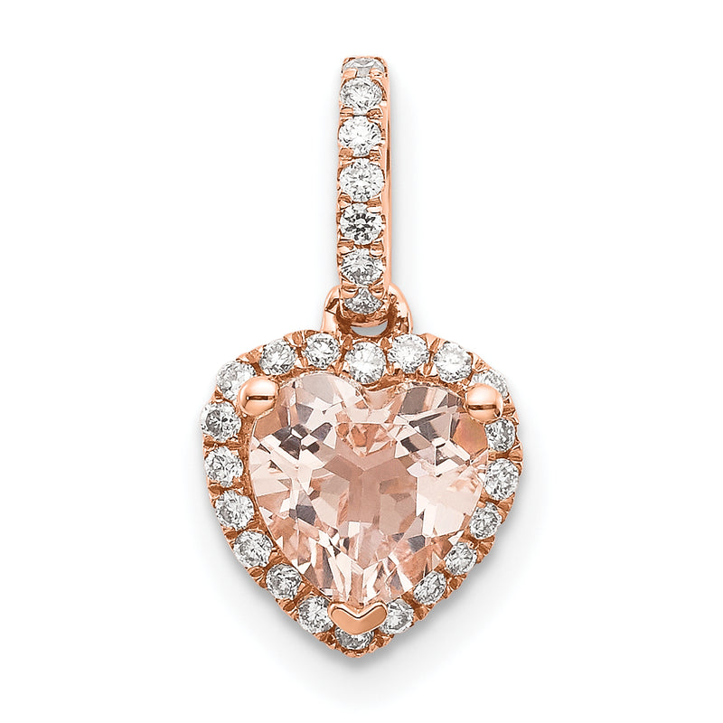 14k Rose Gold Morganite and Diamond Pendant