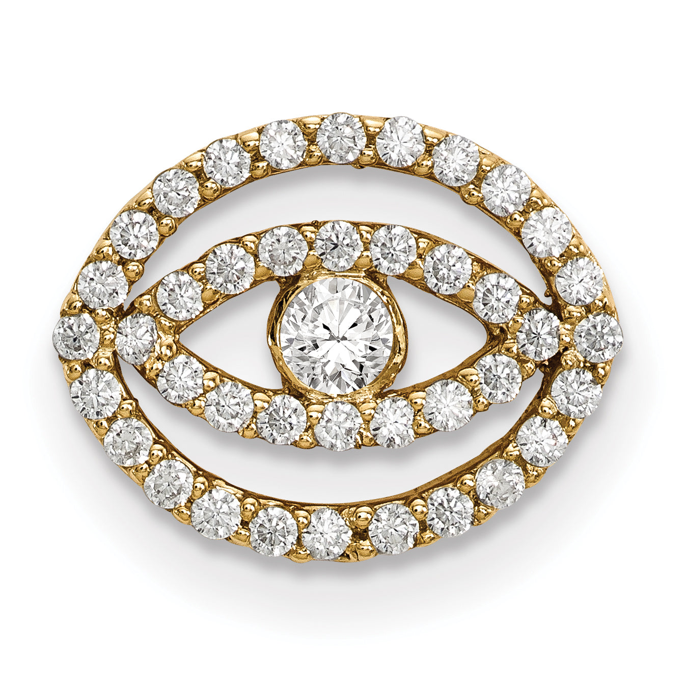14ky Small Diamond Halo Evil Eye Pendant