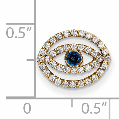 14ky Small Diamond and Sapphire Halo Evil Eye Pendant