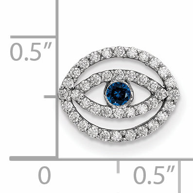14k White Gold Small Diamond and Sapphire Halo Evil Eye Pendant