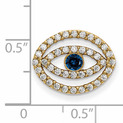 14ky Medium Diamond and Sapphire Halo Evil Eye Pendant