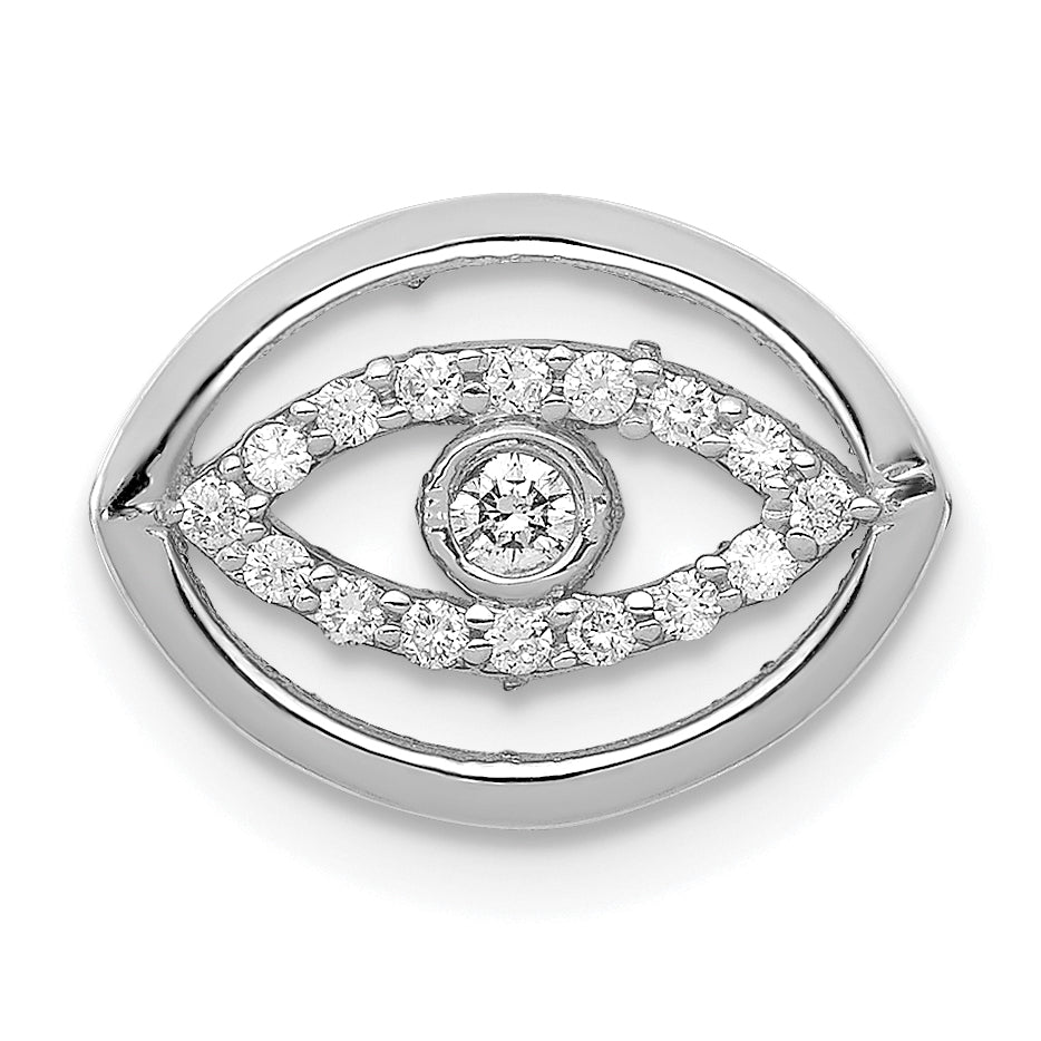 14k White Gold 1/10ct. Diamond Halo Evil Eye Chain Slide