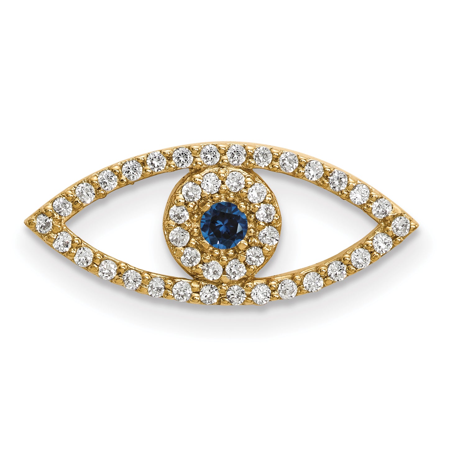 14ky Small Diamond and Sapphire Evil Eye Pendant