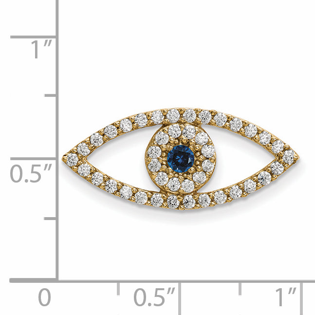 14ky Medium Diamond and Sapphire Evil Eye Pendant