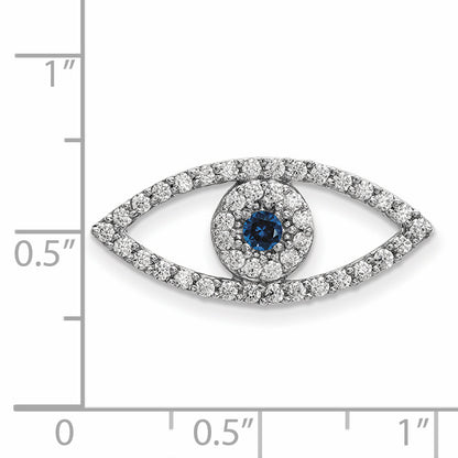 14k White Gold Medium Diamond and Sapphire Evil Eye Pendant