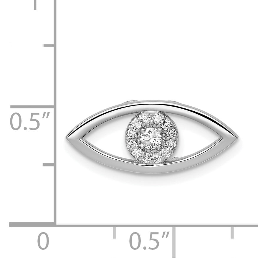 14k White Gold 1/8ct. Diamond Evil Eye Chain Slide
