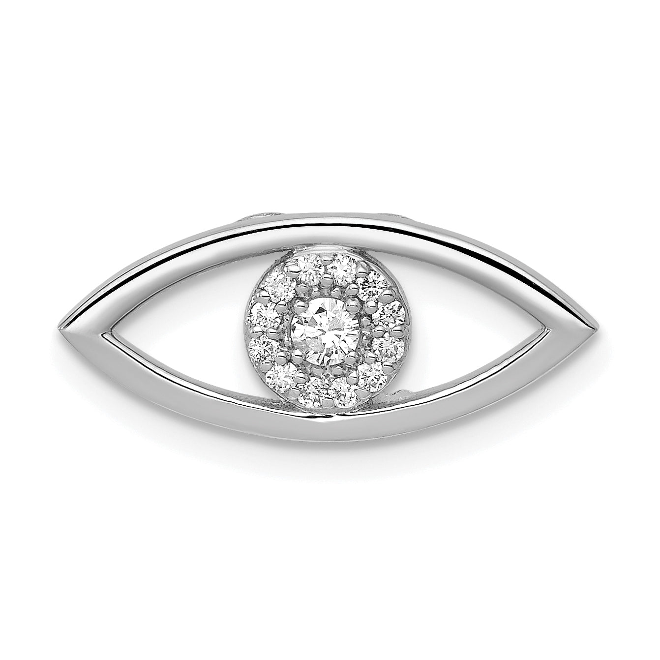 14k White Gold 1/8ct. Diamond Evil Eye Chain Slide
