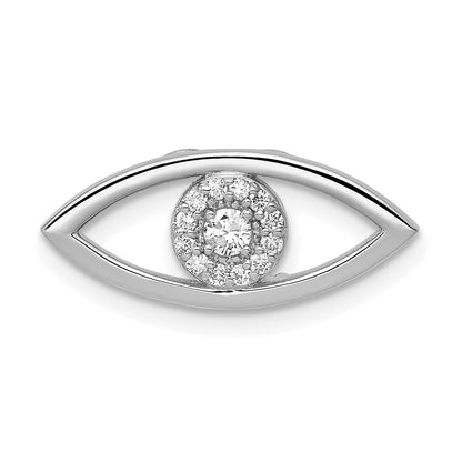 14k White Gold 1/8ct. Diamond Evil Eye Chain Slide
