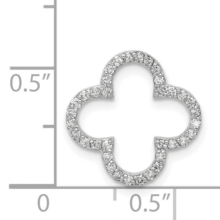 14k White Gold Small Diamond Quatrefoil Design Pendant