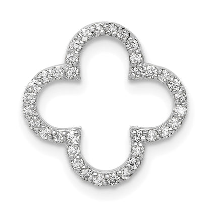 14k White Gold Small Diamond Quatrefoil Design Pendant