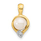 14K 5 6mm White Button Freshwater Cultured Pearl .01 Diamond Pendant