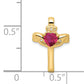 14k 6mm Claddagh Created Ruby A Diamond Cross Pendant