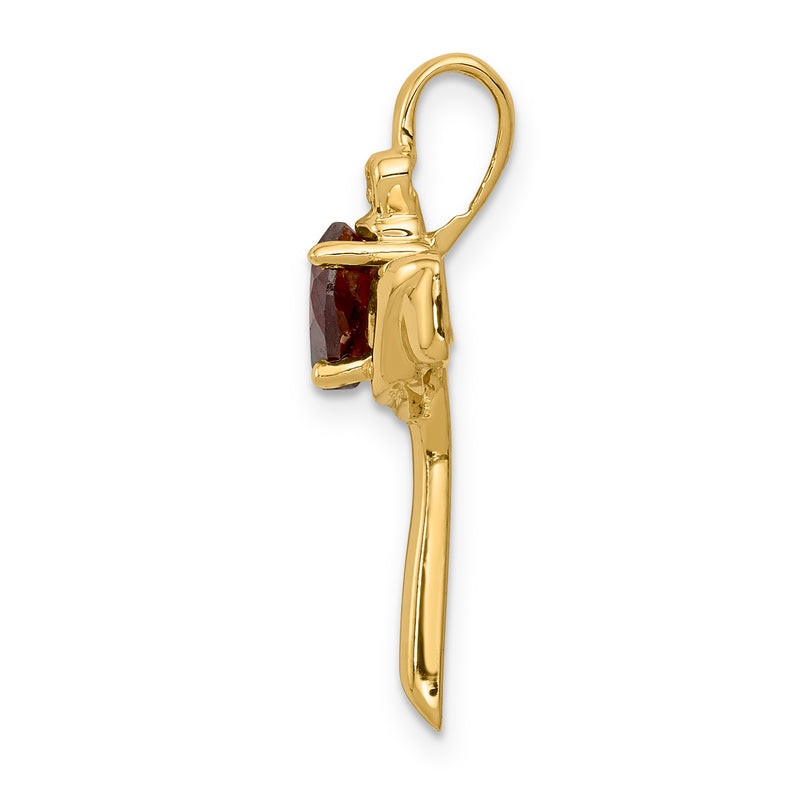 14k 6mm Claddagh Garnet A Diamond Cross Pendant