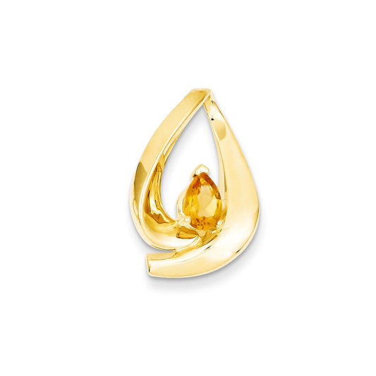 14k Yellow Gold Citrine Diamond Slide Pendant