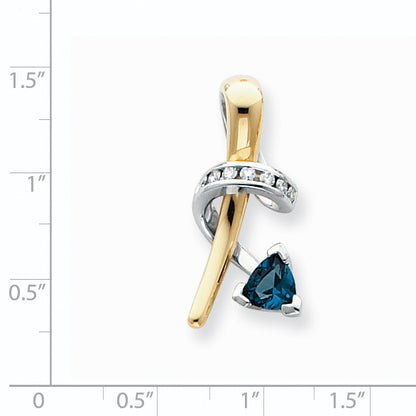 14k Two tone AA Diamond slide concave laser cut