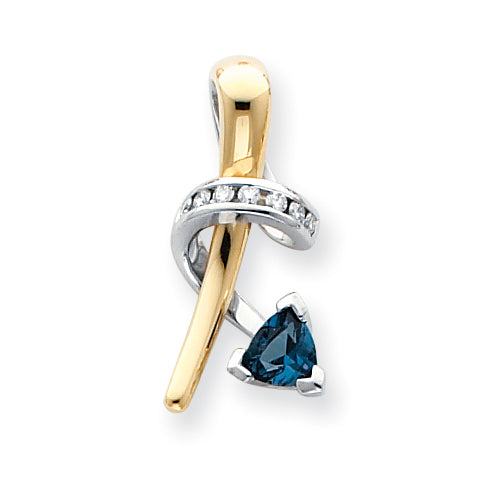 14k Two tone AA Diamond slide concave laser cut