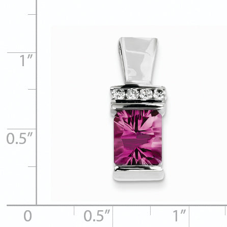 14k White Gold AA Diamond created pink Sapphire concave laser cut Slide