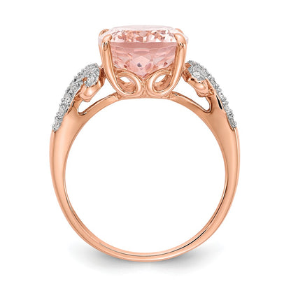 14k Rose Gold Diamond and Morganite Oval Ring