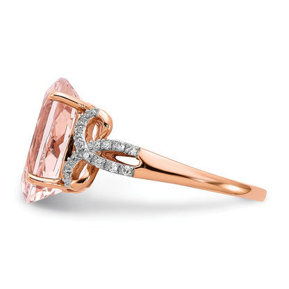 14k Rose Gold Diamond and Morganite Oval Ring