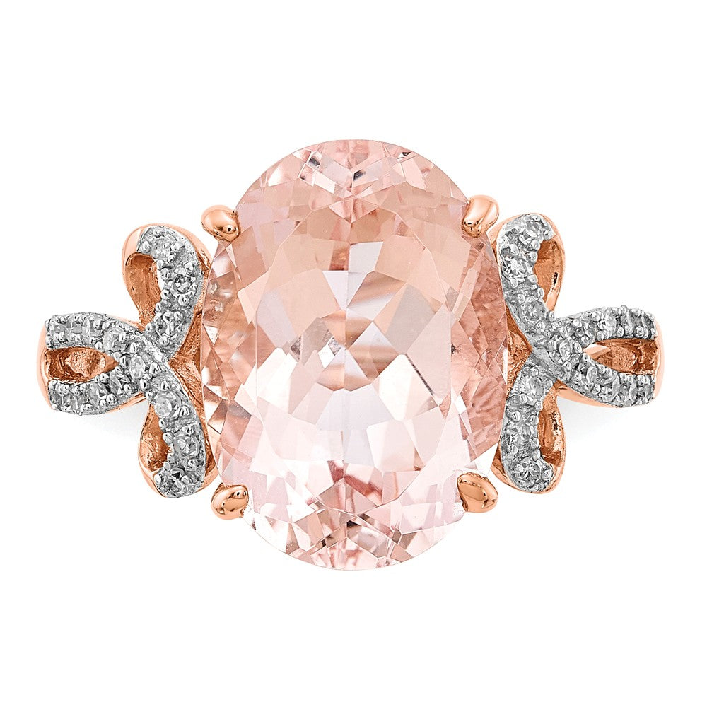 14k Rose Gold Diamond and Morganite Oval Ring