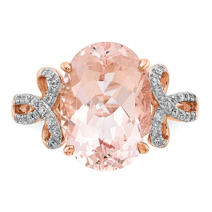 14k Rose Gold Diamond and Morganite Oval Ring