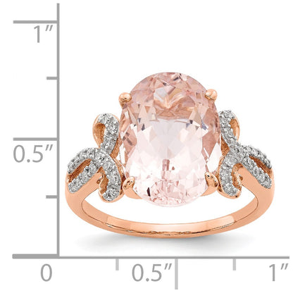 14k Rose Gold Diamond and Morganite Oval Ring