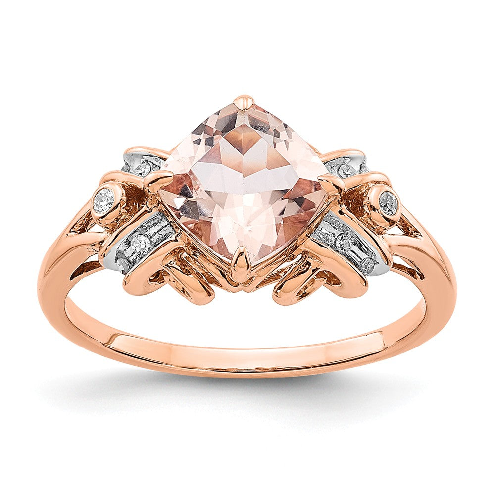 14k Rose Gold Diamond and Morganite Ring