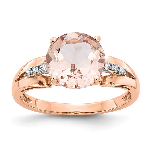14k Rose Gold Diamond and Morganite Round Ring